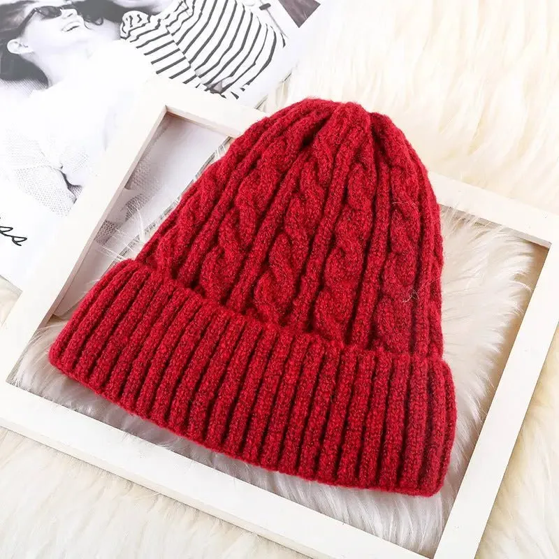 Luxury Velvet Fleece Knitted Beanie - Korean Bell Style - One Size Fits All