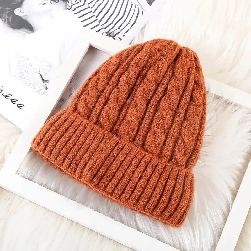 Luxury Velvet Fleece Knitted Beanie - Korean Bell Style - One Size Fits All