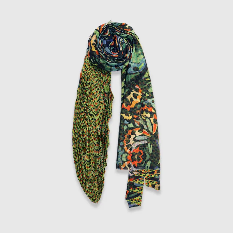 Malachite Butterfly Cinch-Pleated Scarf