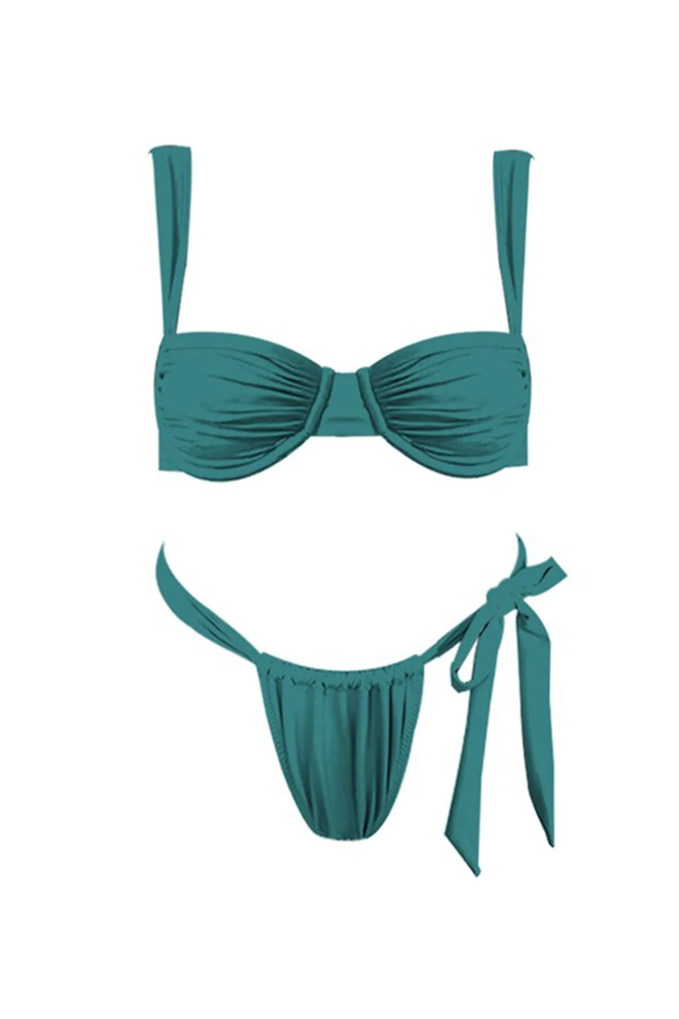 Malibu Gathered Bikini Top Teal Blue