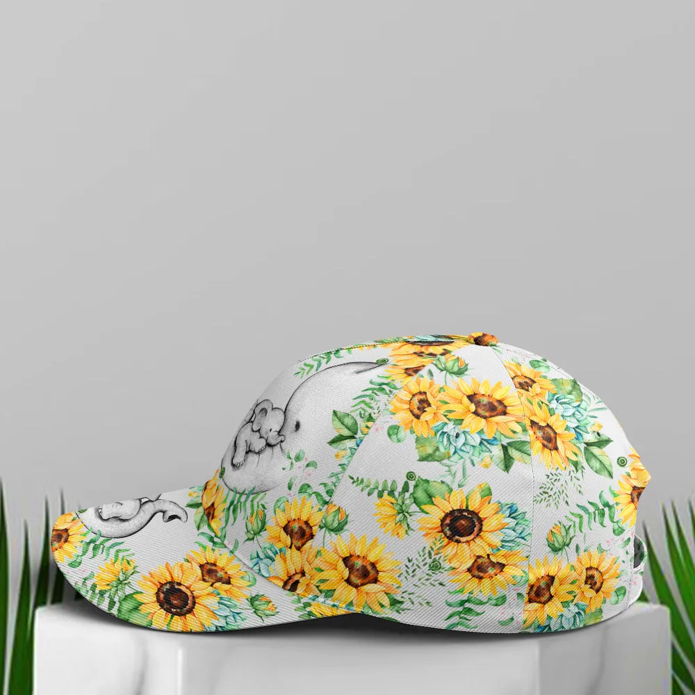 Mama Elephant With Sunflowers Baseball Cap Coolspod