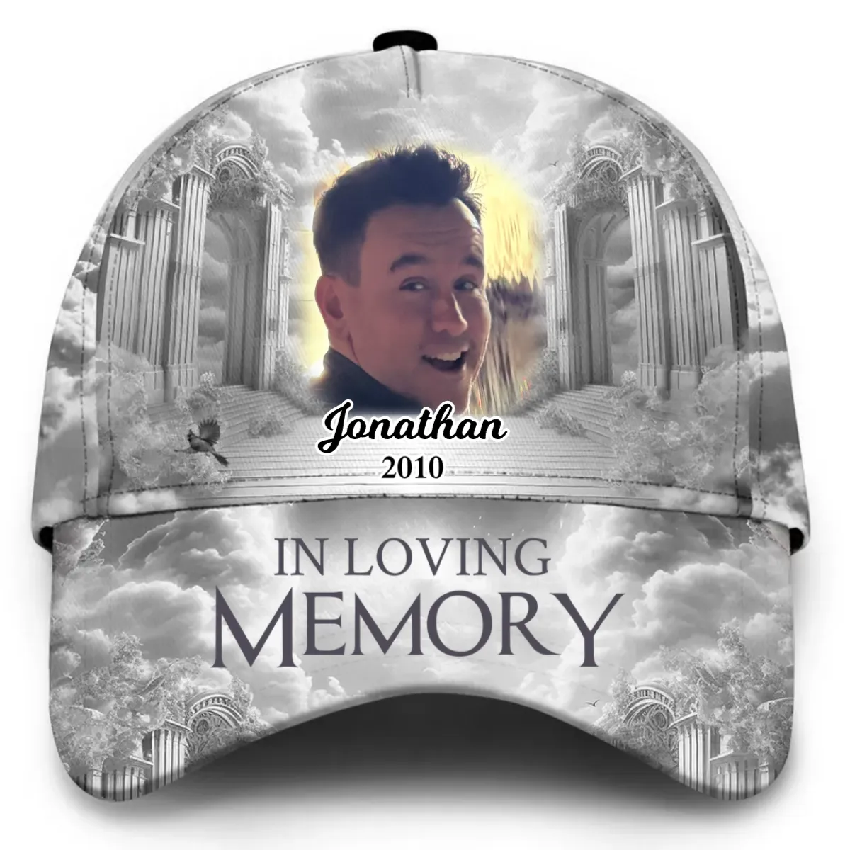 Memorial Upload Photo Heaven Gate Sky, In Loving Memory Personalized Classic Cap