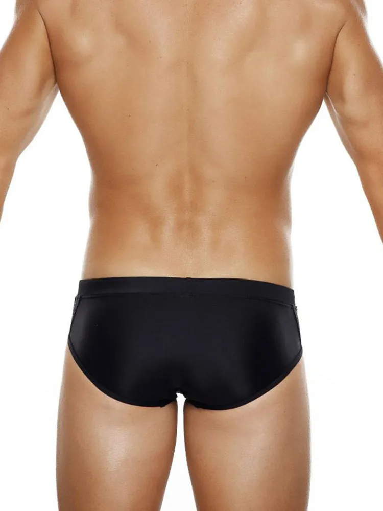 Men Sexy Sheer Patchwork Swim Briefs