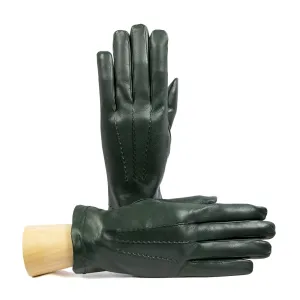 Men's bottle green  nappa leather gloves and touchscreen palm