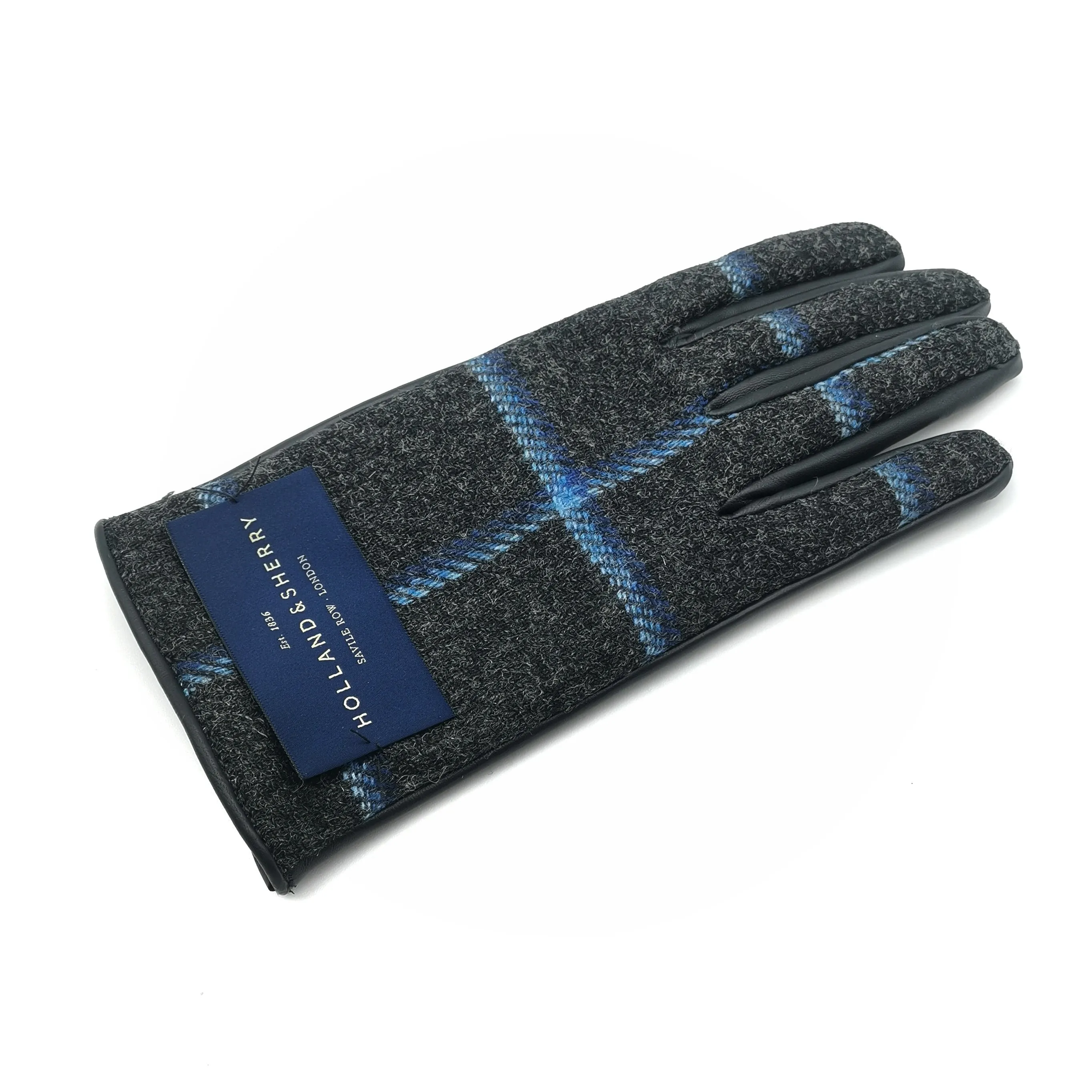 Men's leather gloves with  Holland & Sherry superfine wool top