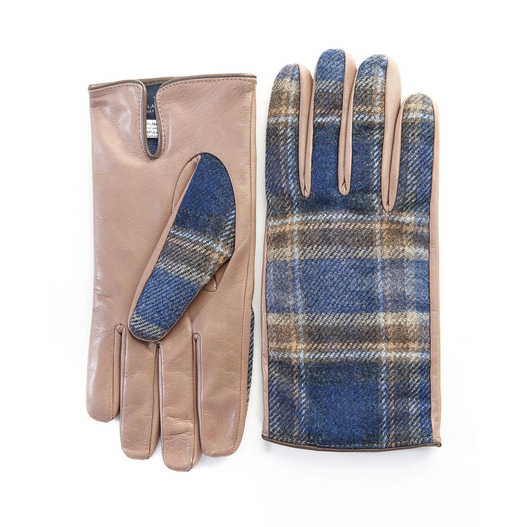 Men's leather gloves with  Holland & Sherry superfine wool top