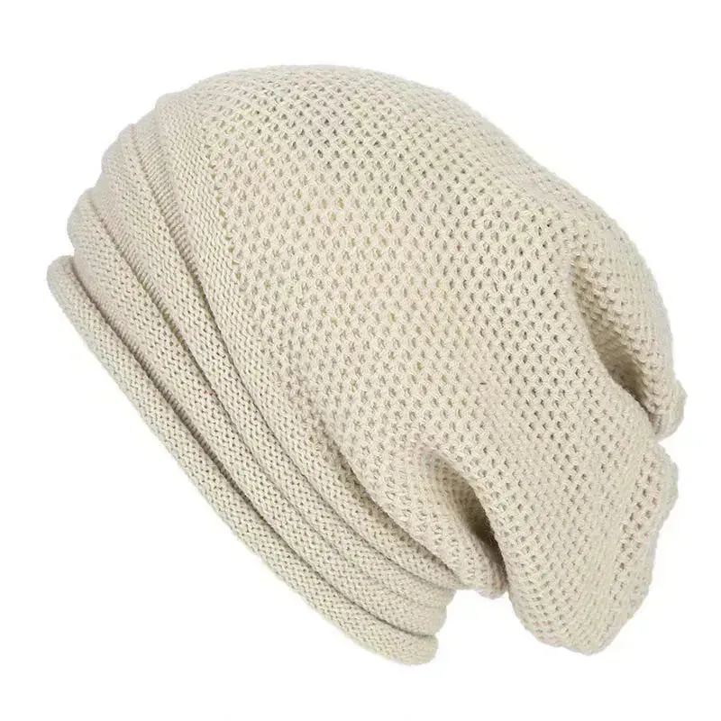 Men's Slouchy Wool Knit Beanie - Warm Winter Hat for Outdoor Fun