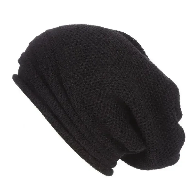 Men's Slouchy Wool Knit Beanie - Warm Winter Hat for Outdoor Fun