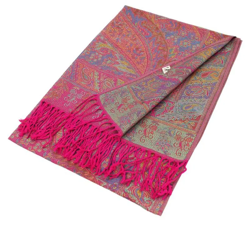 Metallic Paisley Pashmina Shawls 085