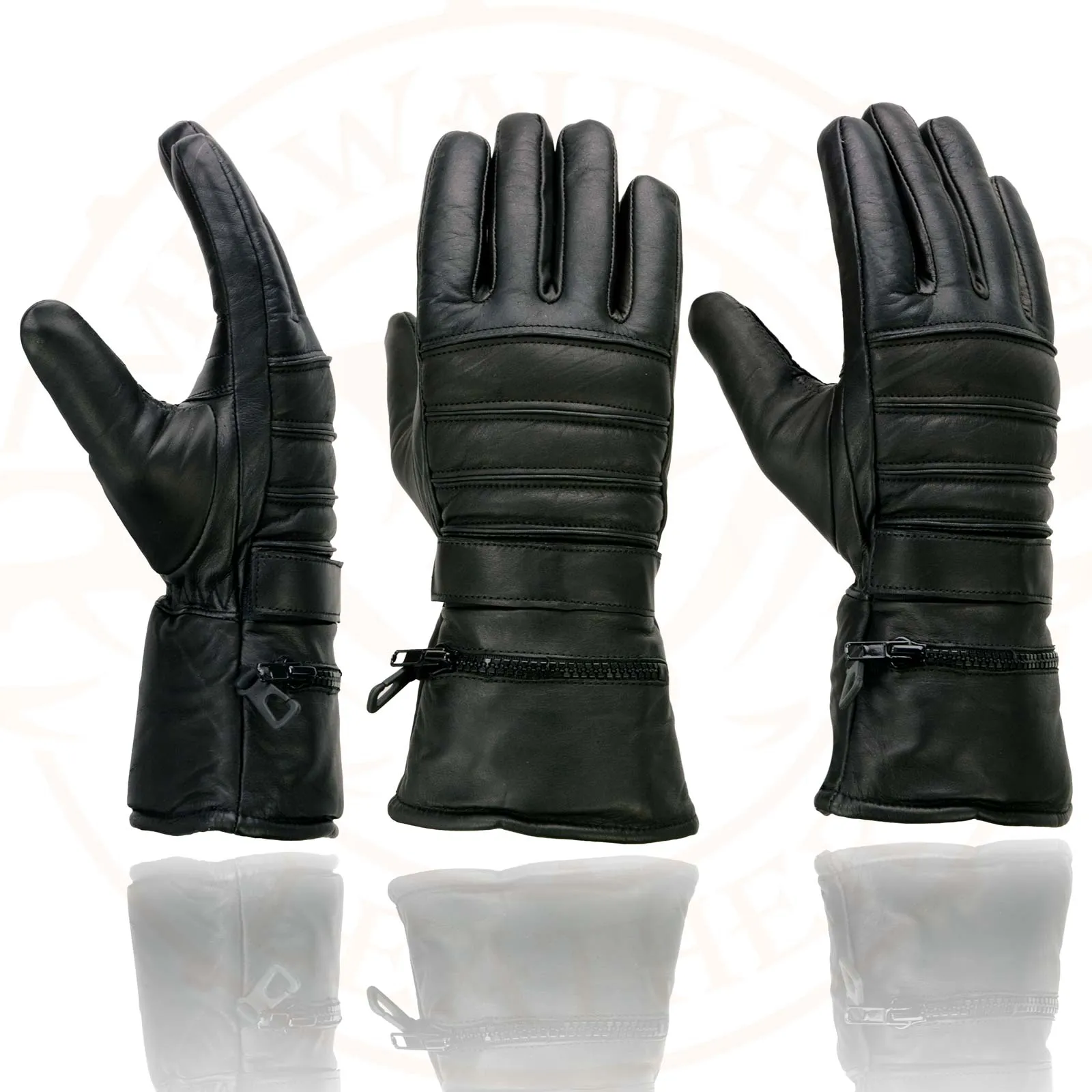 Milwaukee Leather SH232 Men's Black Leather Warm Lining Gauntlet