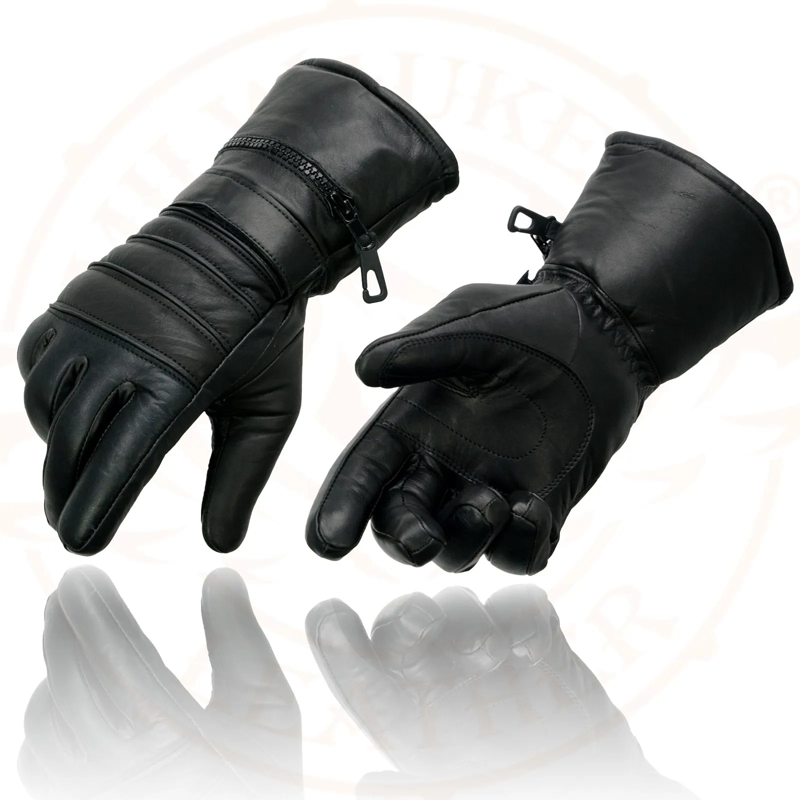 Milwaukee Leather SH232 Men's Black Leather Warm Lining Gauntlet