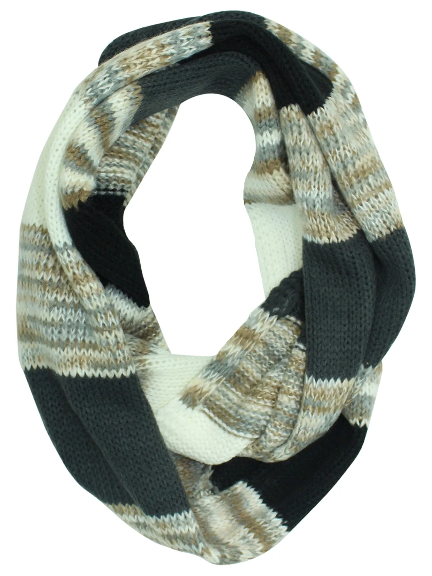 Multicolor Stripe Knit Winter Infinity Scarf