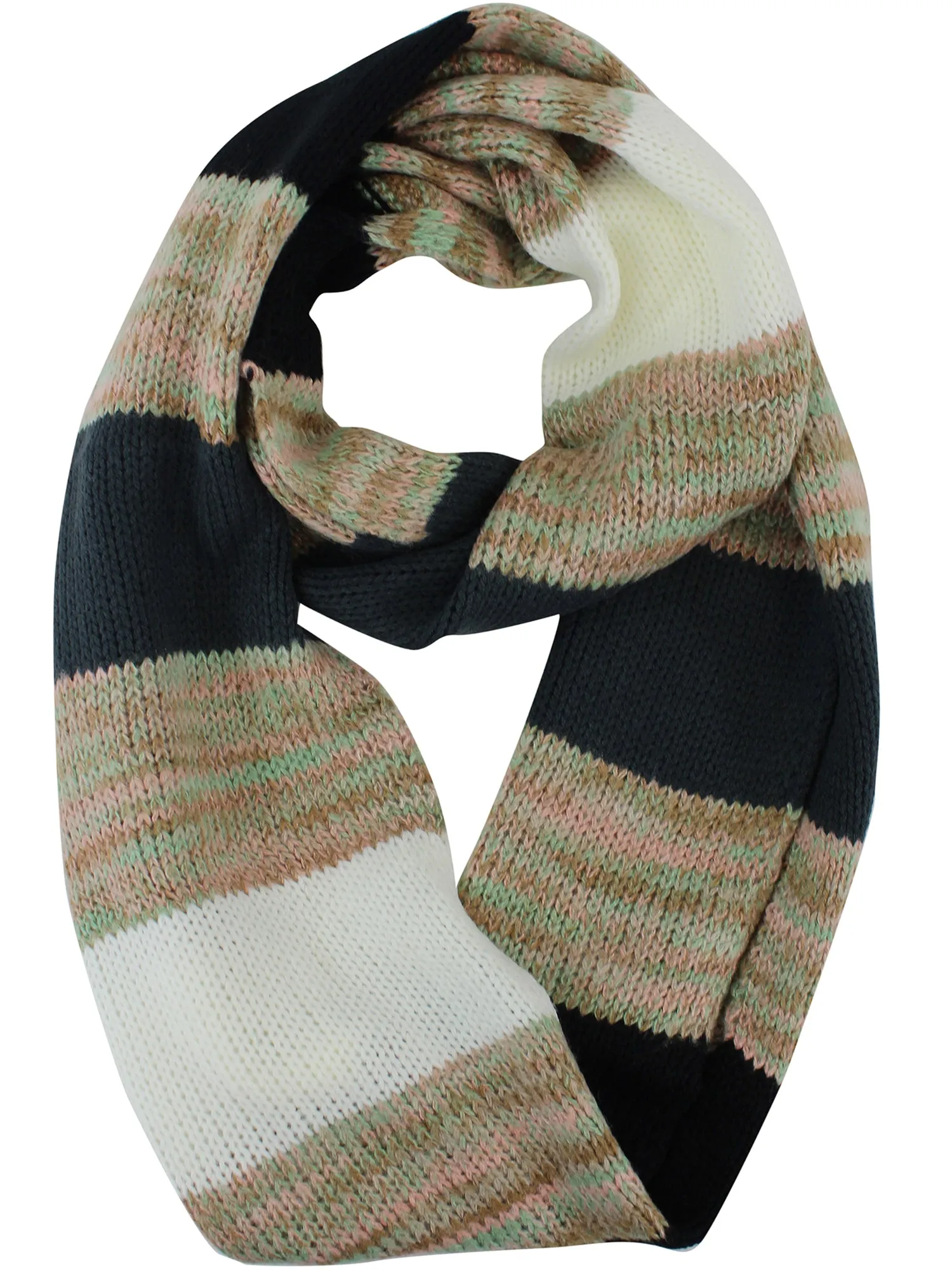 Multicolor Stripe Knit Winter Infinity Scarf