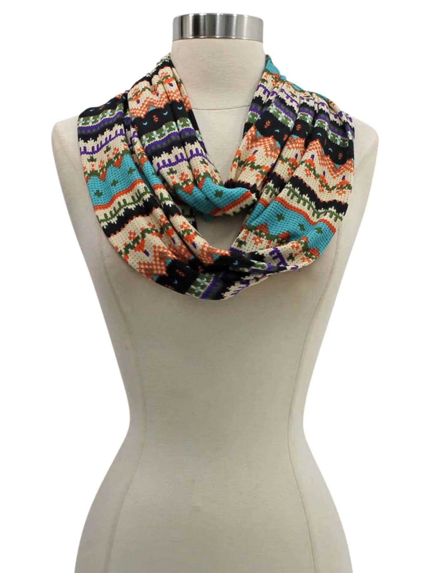 Multicolor Winter Holiday Pattern Circle Infinity Scarf