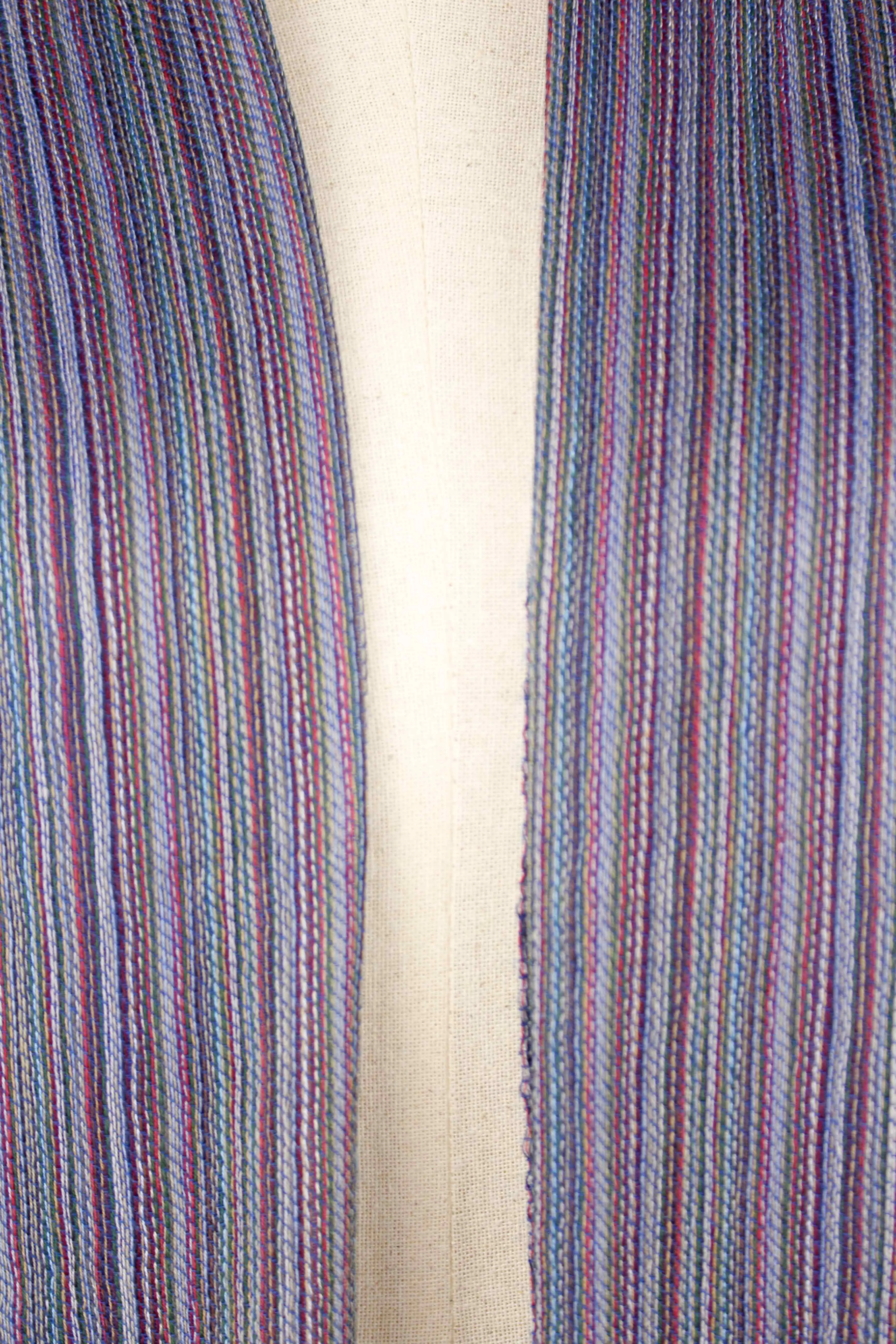 Multicolored Stripes Blueish Sheep Wool Scarf/Muffler