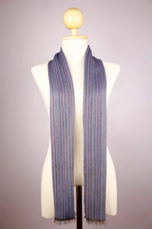 Multicolored Stripes Blueish Sheep Wool Scarf/Muffler