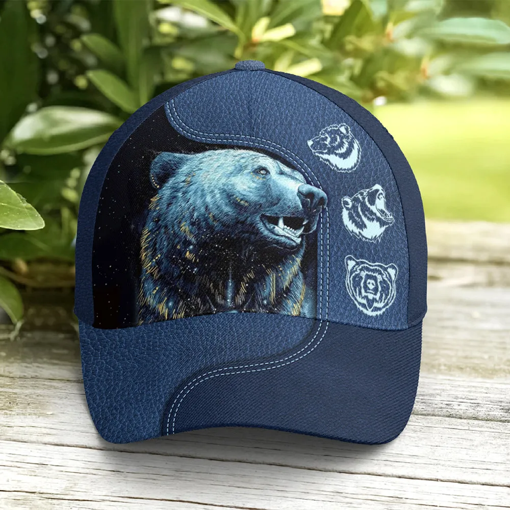 Navy Blue Darkness Moonlight Bear Baseball Cap Coolspod