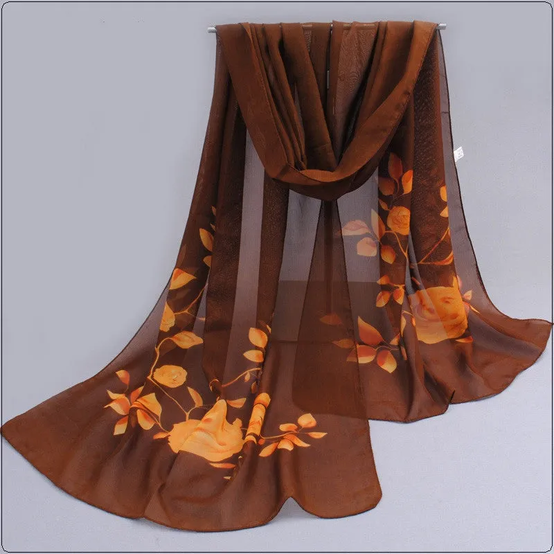 New fashion style designer chiffon silk scarves women headband sunscreen spring autumn accessories kerchief