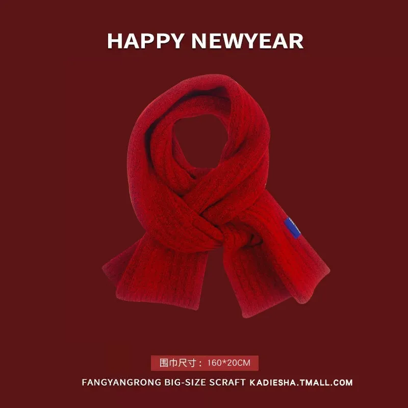 New Year Red Knit Hat  The Perfect Christmas Gift with Matching Scarf and Gloves