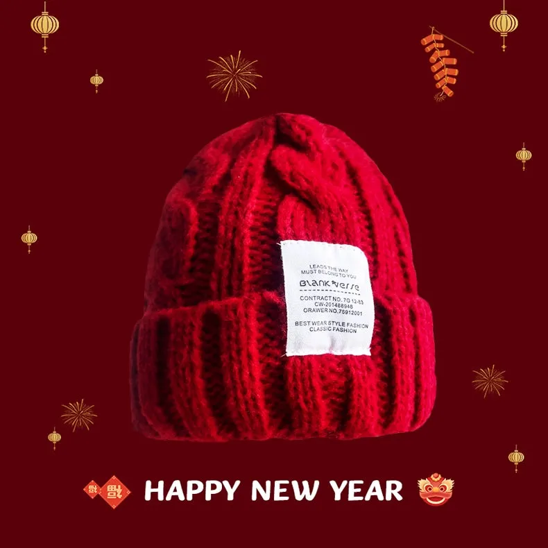 New Year Red Knit Hat  The Perfect Christmas Gift with Matching Scarf and Gloves