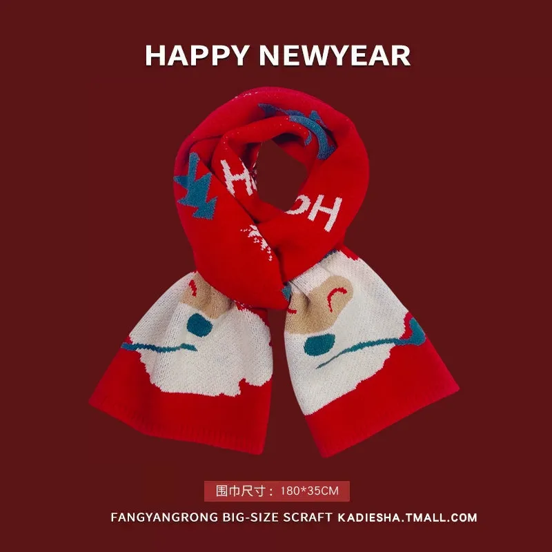 New Year Red Knit Hat  The Perfect Christmas Gift with Matching Scarf and Gloves