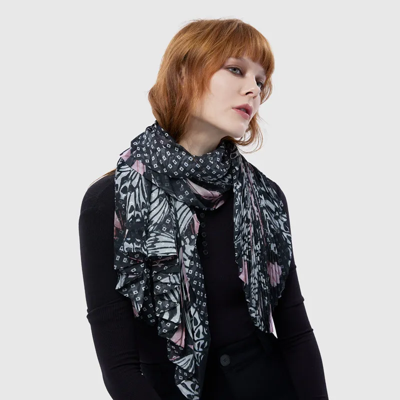 Nordic Butterfly Cinch-Pleated Scarf