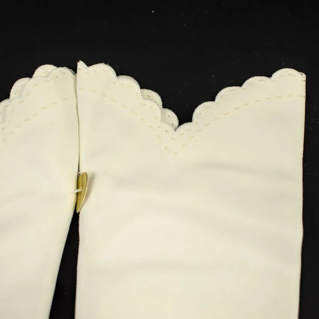 NOS Long White Scallop Gloves