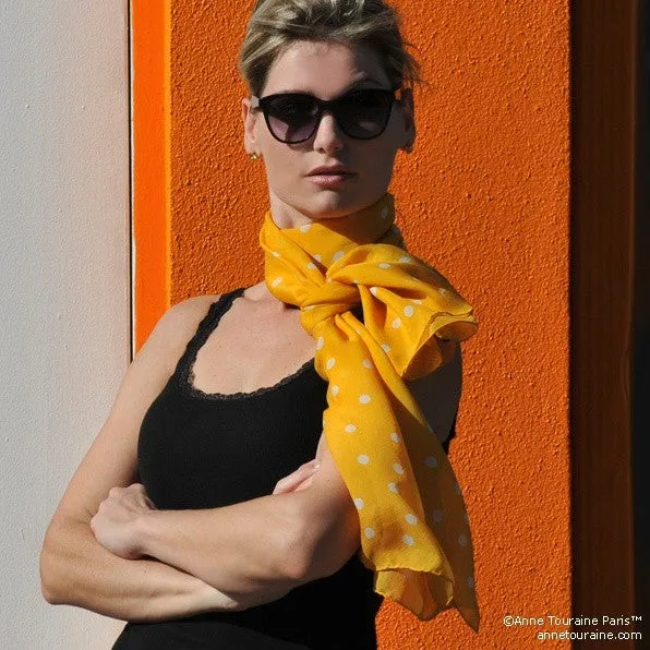 ORANGE POLKA DOT SCARF - 67x26"