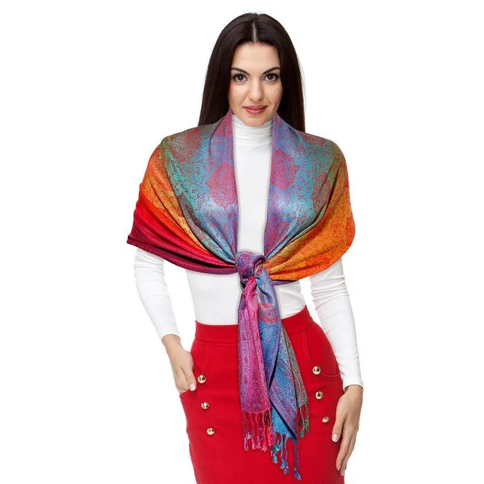 Pashmina Rainbow Paisley Scarf for Women