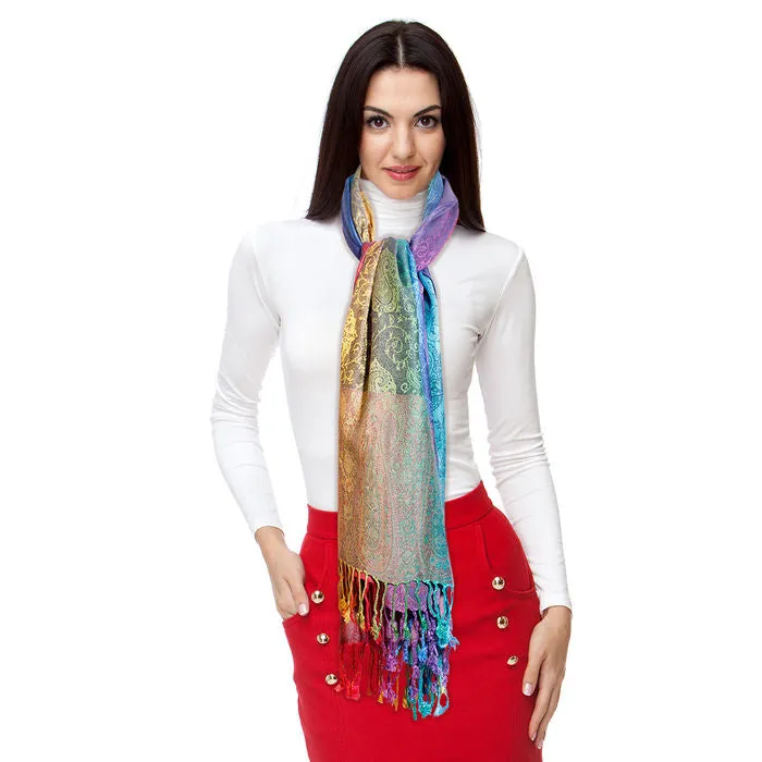 Pashmina Rainbow Paisley Scarf for Women