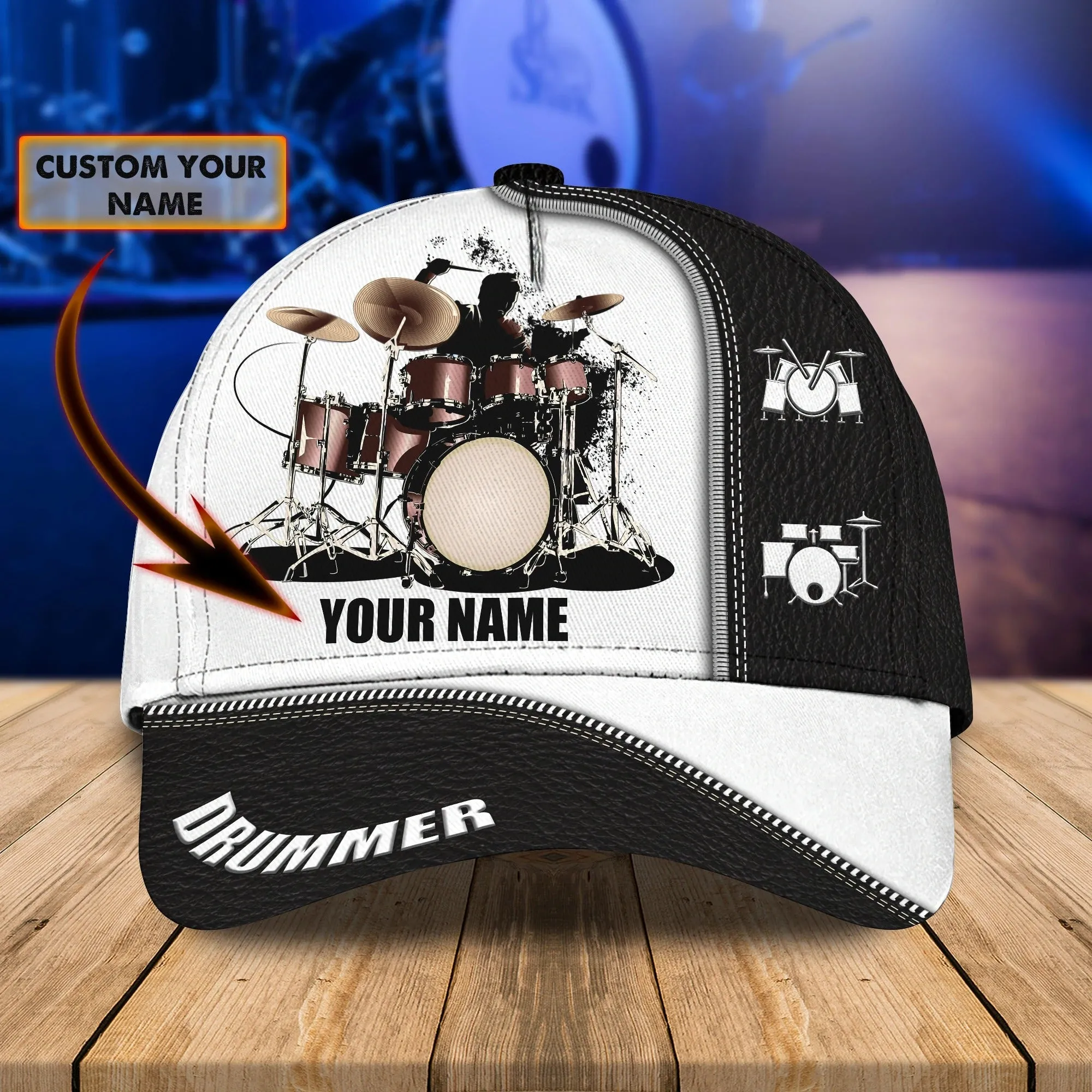 Personalized 3D Full Print Drum Cap Hat, To My Husband Drummer Gift, To My Boy Drummer, Drummer Cap Hat