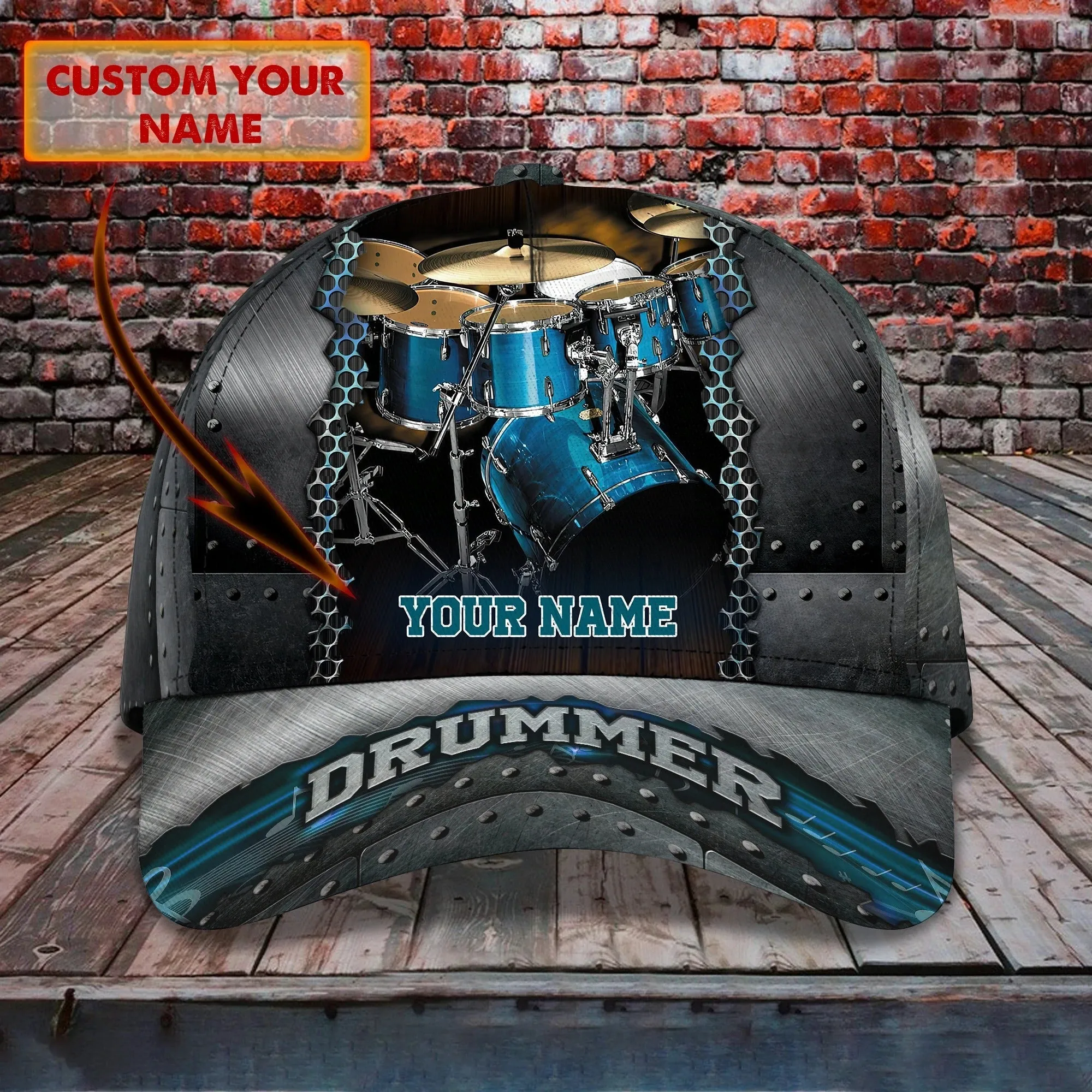 Personalized 3D Full Print Drum Cap Hat, To My Husband Drummer Gift, To My Boy Drummer, Drummer Cap Hat