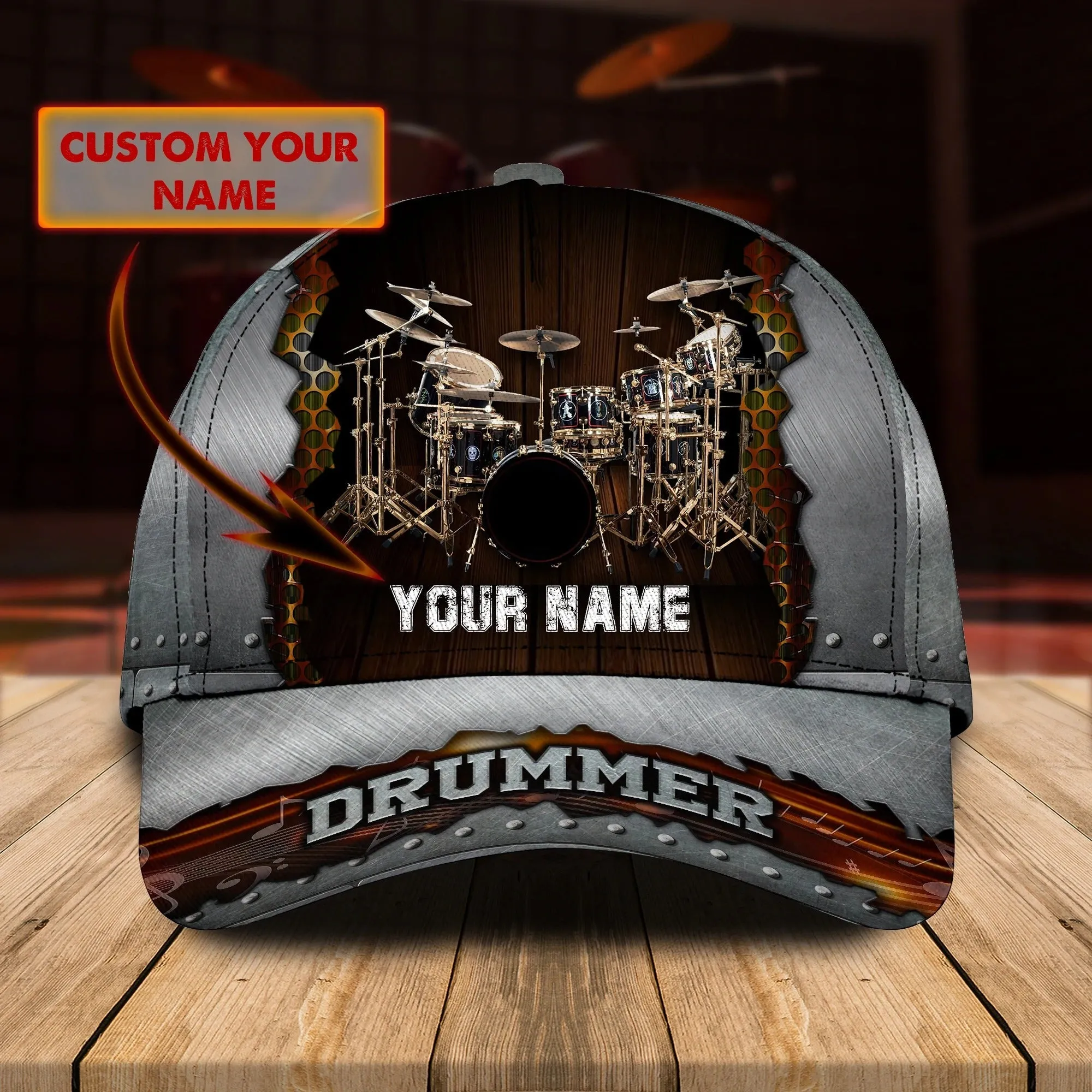 Personalized 3D Full Print Drum Cap Hat, To My Husband Drummer Gift, To My Boy Drummer, Drummer Cap Hat