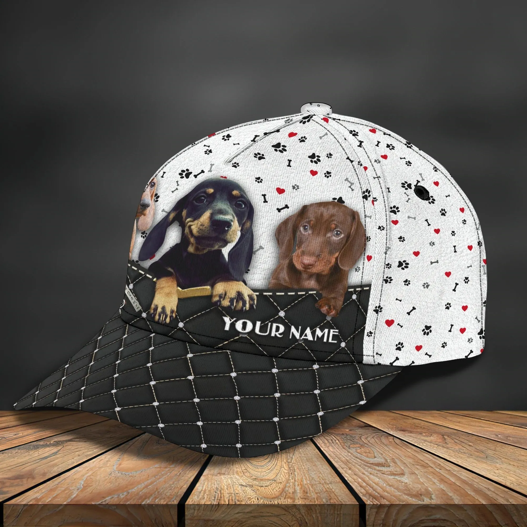 Personalized Baseball Dachshund Cap Hat For Dog Lover, 3D Full Print Dachshund Dog Cap Hat