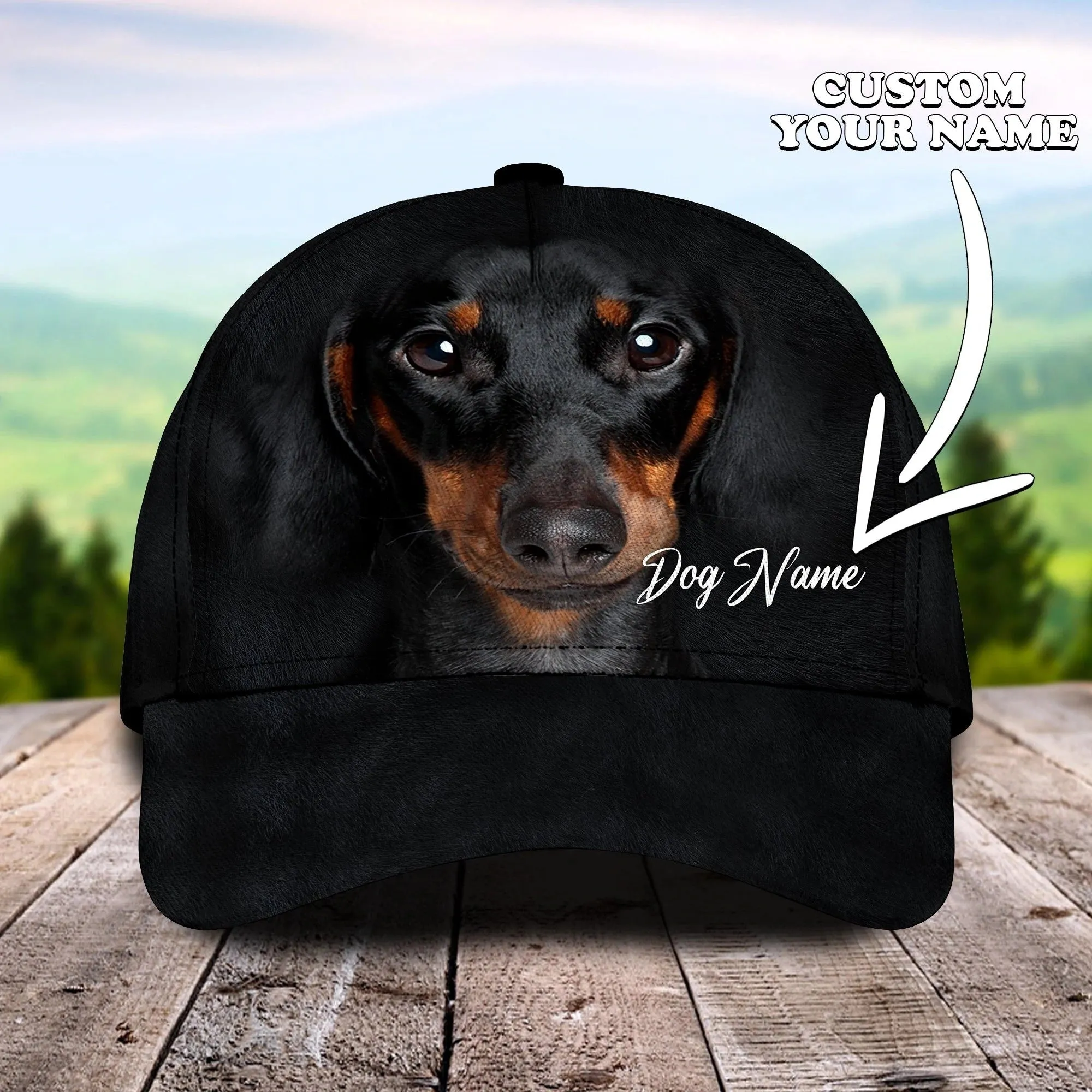 Personalized Baseball Dachshund Cap Hat For Dog Lover, 3D Full Print Dachshund Dog Cap Hat