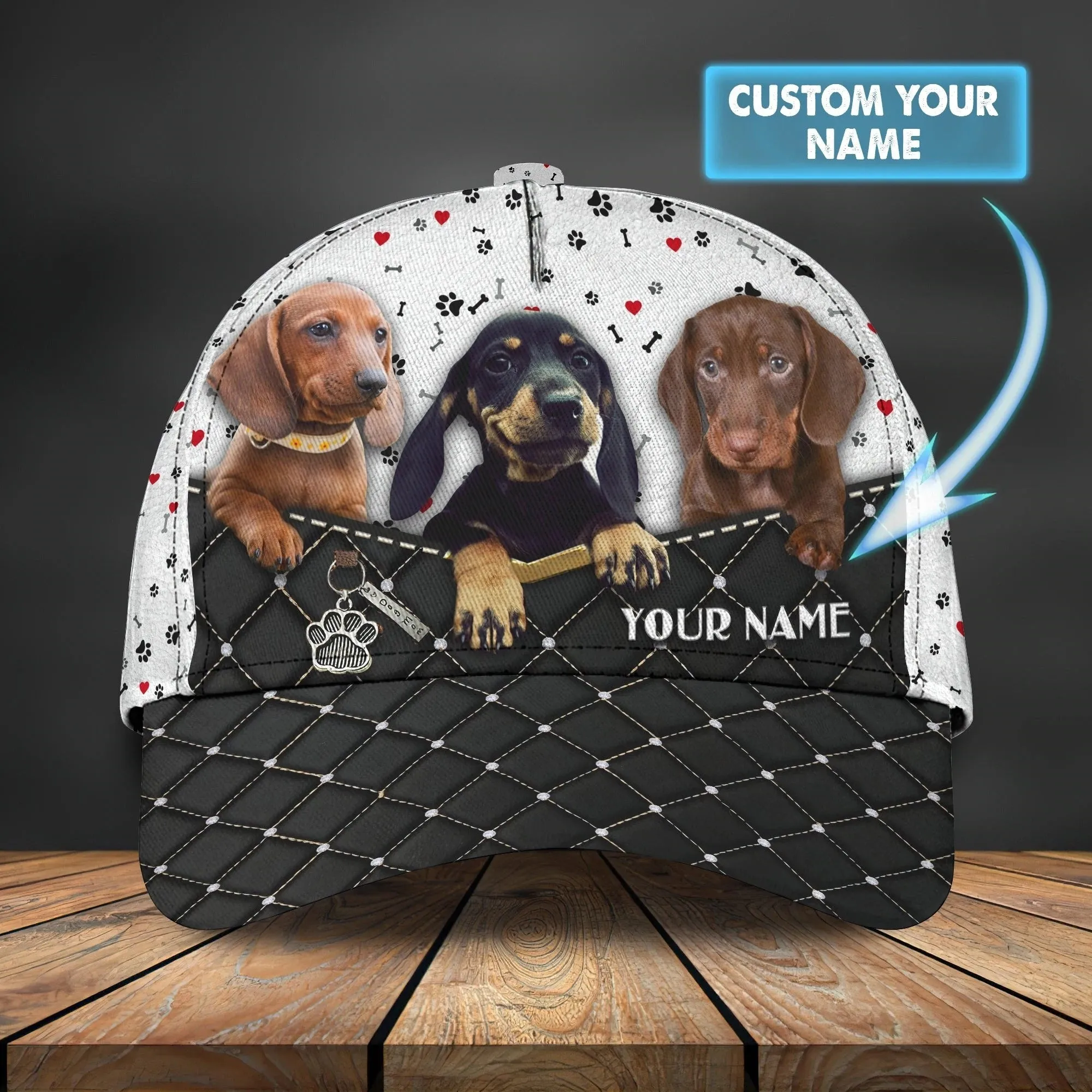 Personalized Baseball Dachshund Cap Hat For Dog Lover, 3D Full Print Dachshund Dog Cap Hat