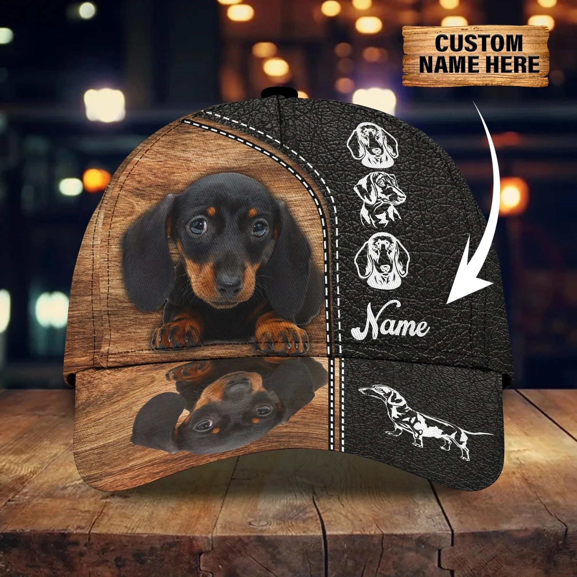 Personalized Baseball Dachshund Cap Hat For Dog Lover, 3D Full Print Dachshund Dog Cap Hat