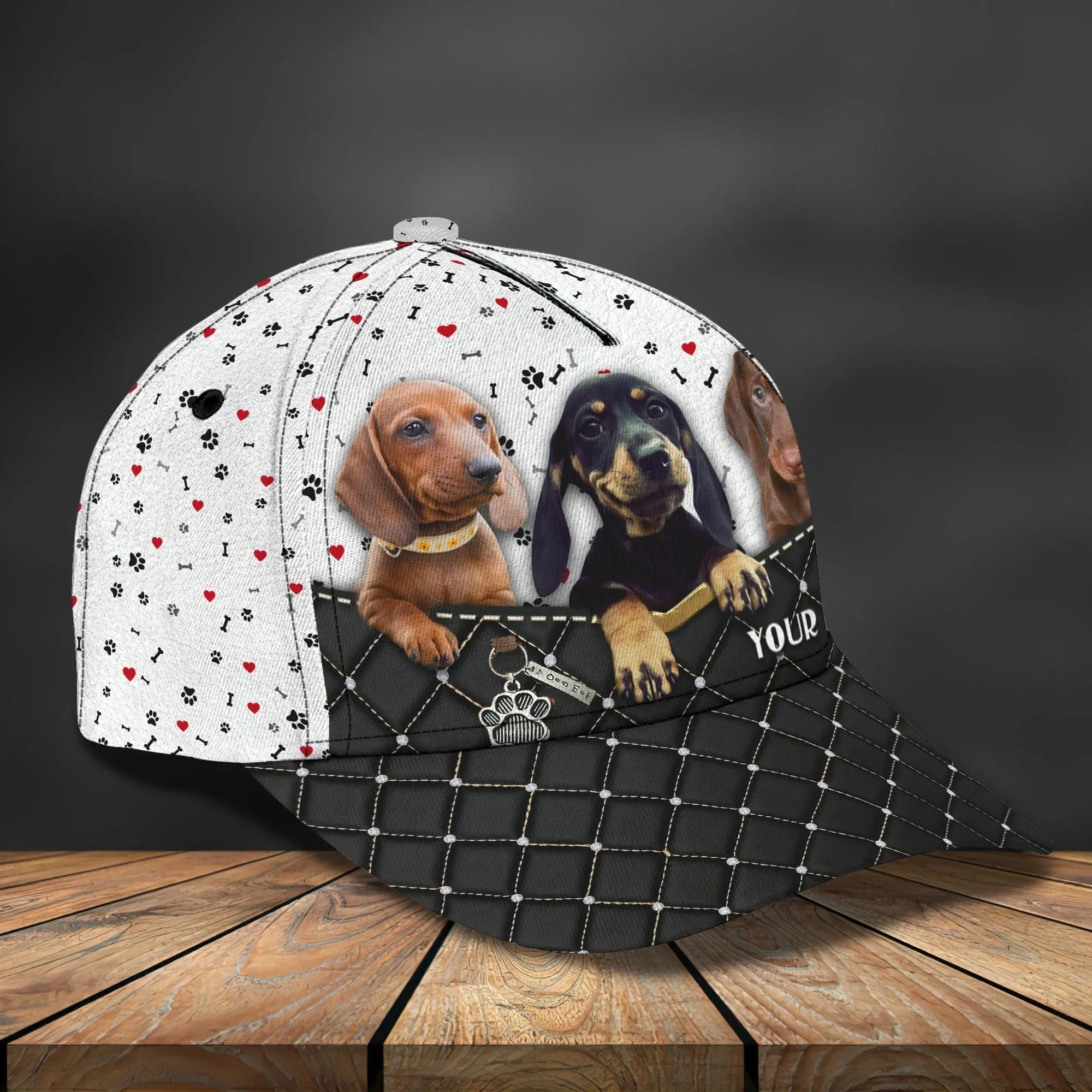 Personalized Baseball Dachshund Cap Hat For Dog Lover, 3D Full Print Dachshund Dog Cap Hat