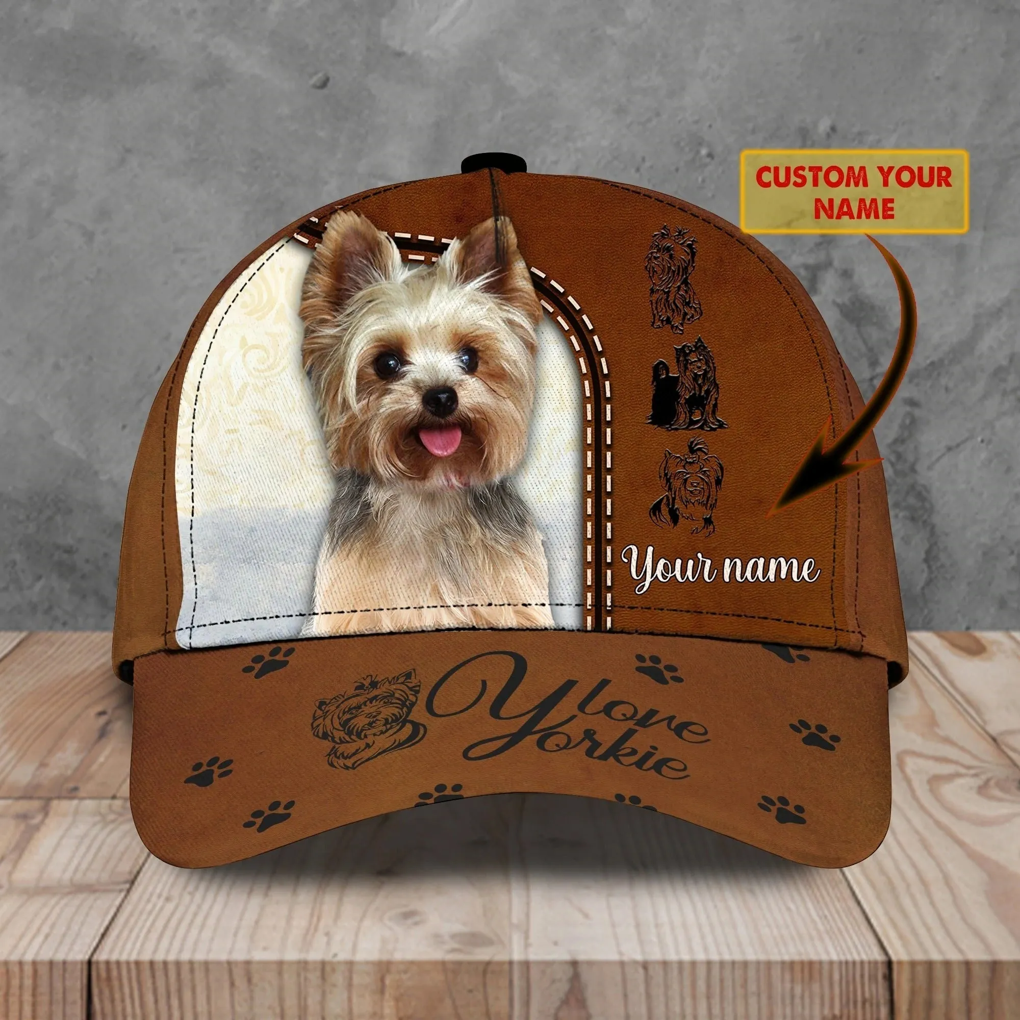 Personalized Baseball Yorkshire Cap Hat For Dog Lover, 3D Full Print Yorkshire Dog Cap Hat