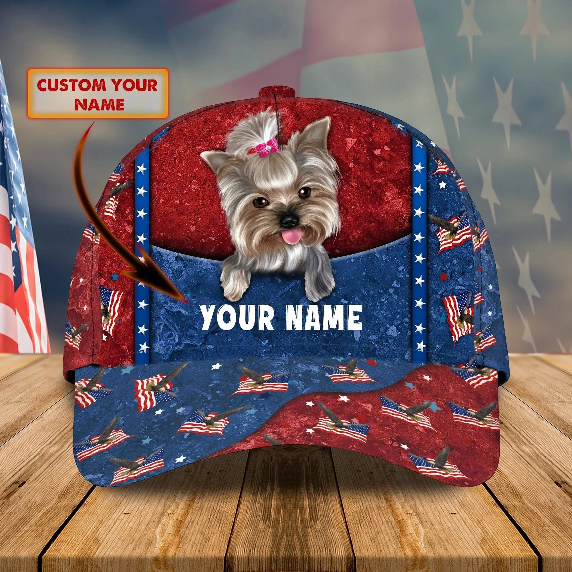 Personalized Baseball Yorkshire Cap Hat For Dog Lover, 3D Full Print Yorkshire Dog Cap Hat