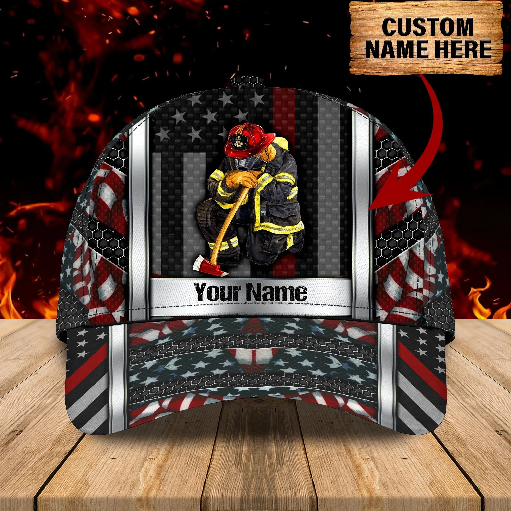 Personalized Classic Cap Firefighter Eagle For Men And Woman, Baseball 3D Firefighter Cap Hat