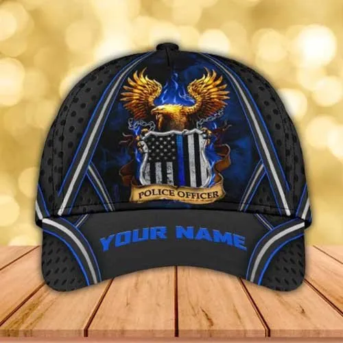 Personalized Police Badge Cap, Police Officer Hat for Police Birthday Gift 3D Baseball Cap