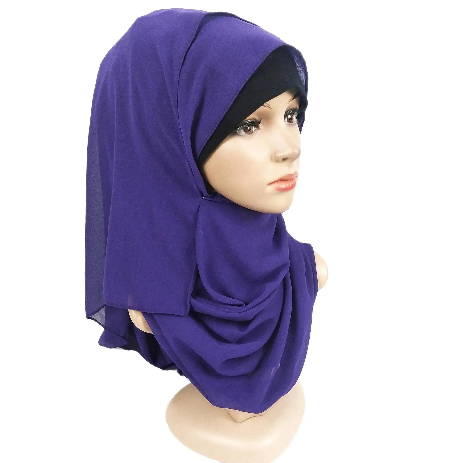 Plain Chiffon Instant Hijab Scarf  for Women