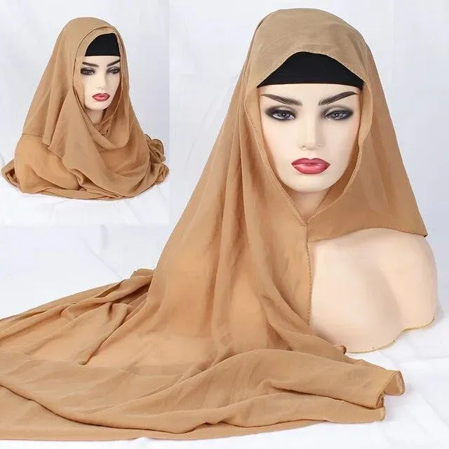 Plain Chiffon Instant Hijab Scarf  for Women