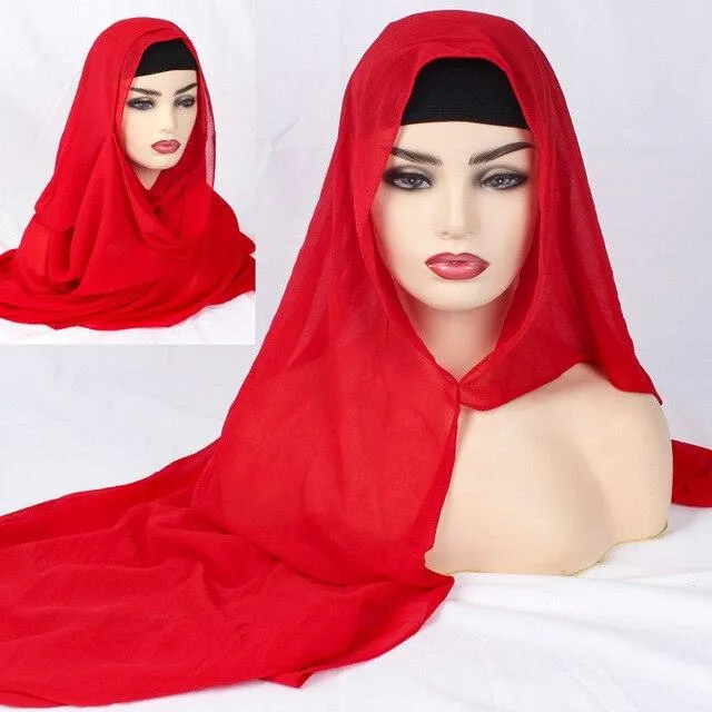 Plain Chiffon Instant Hijab Scarf  for Women