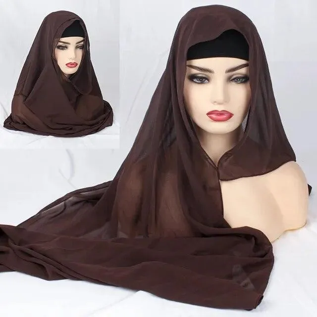 Plain Chiffon Instant Hijab Scarf  for Women