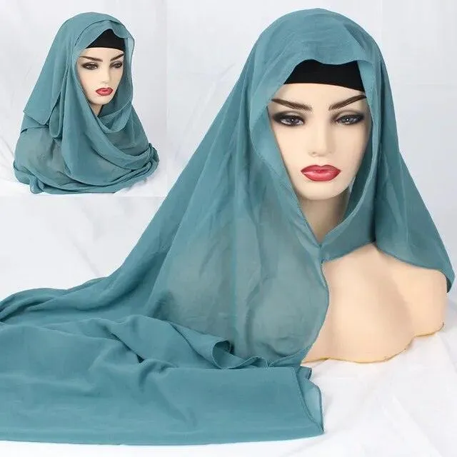 Plain Chiffon Instant Hijab Scarf  for Women