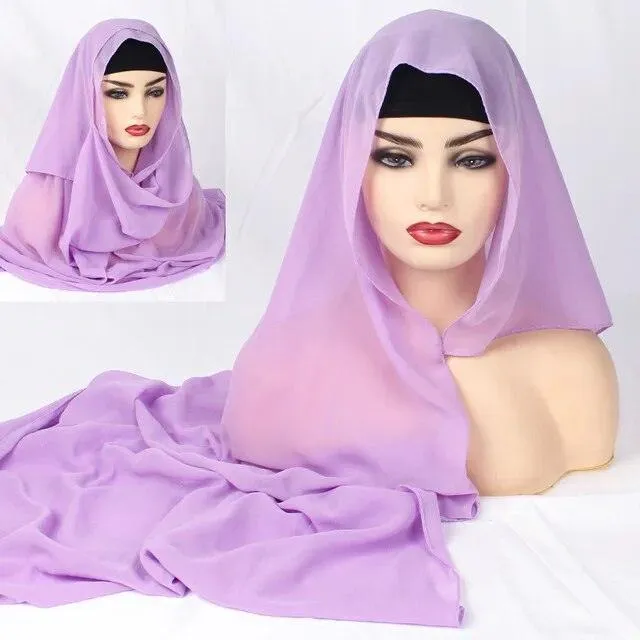 Plain Chiffon Instant Hijab Scarf  for Women