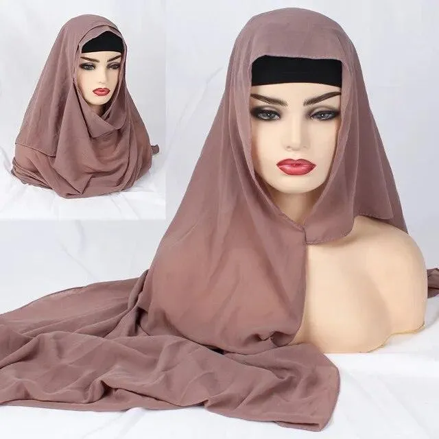 Plain Chiffon Instant Hijab Scarf  for Women