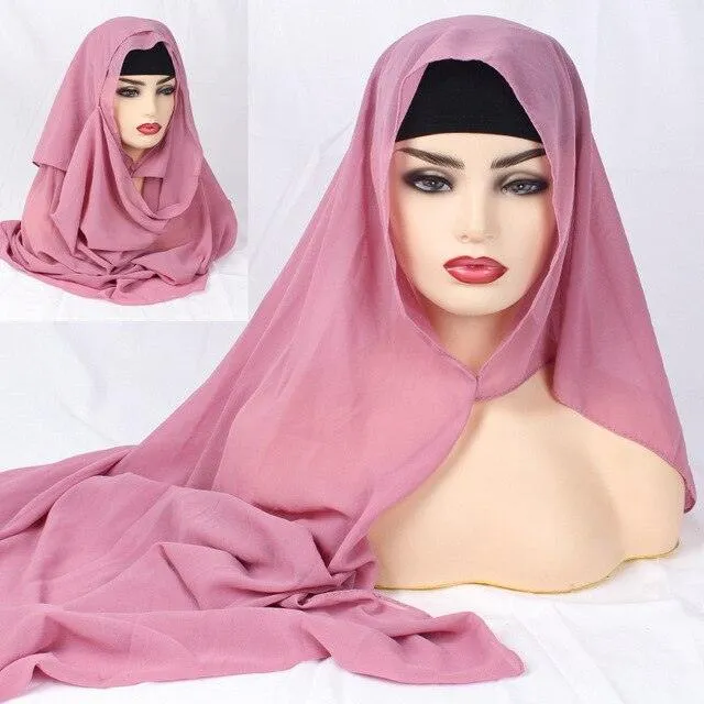 Plain Chiffon Instant Hijab Scarf  for Women